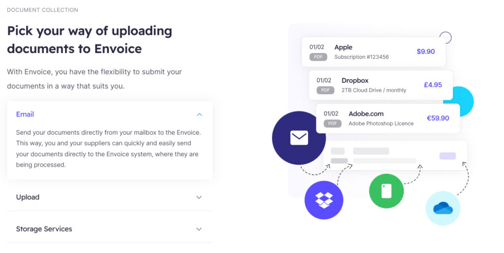 uploading documents to Envoice