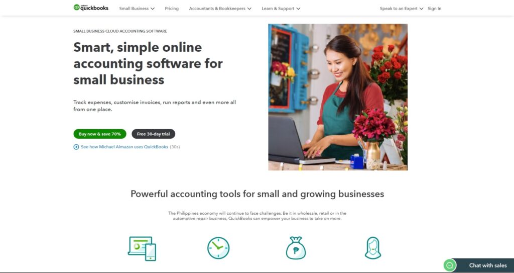 Quickbooks homepage