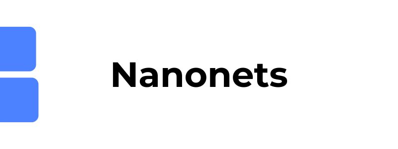 Nanonets logo on a white and blue background, featuring one of the best accounts payable systems for automated invoice processing and payments