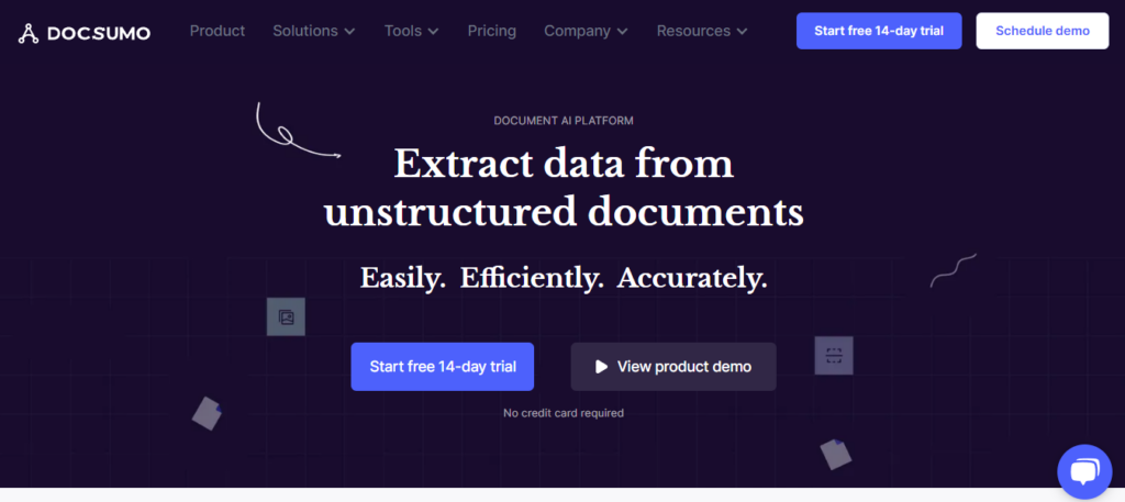 screenshot for Docsumo website