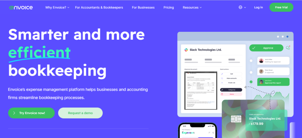 screenshot for envoice website