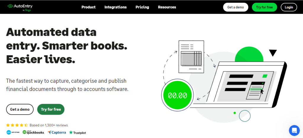 screenshot for AutoEntry by Sage website