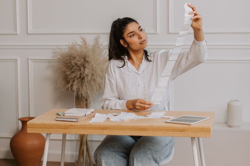 woman holding a receipt