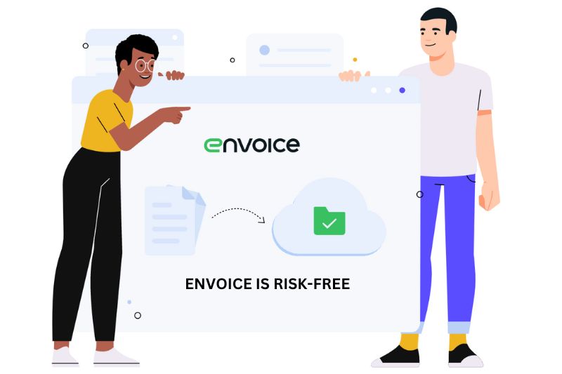 vector graphics with a note "envoice is risk-free"
