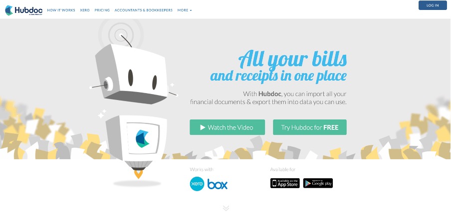 Screenshot of the Hubdoc website homepage