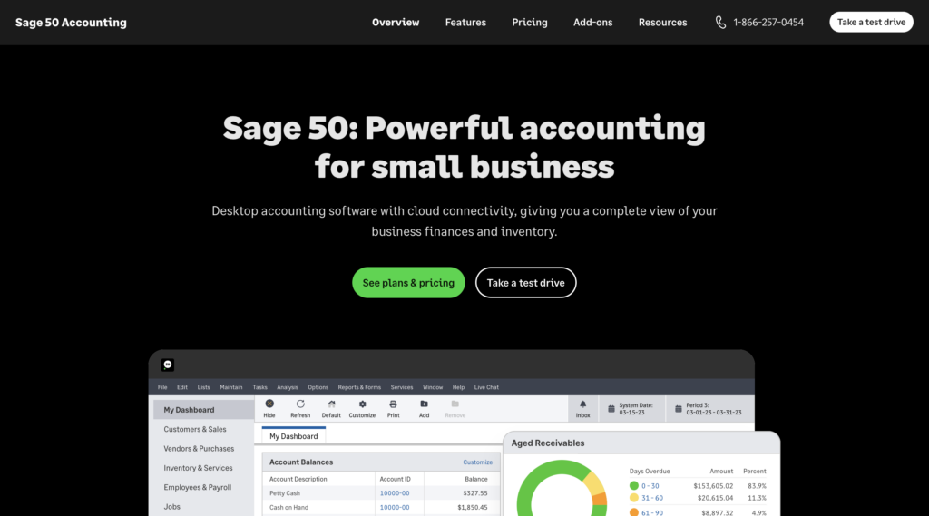 screenshot for Peachtree (Sage 50) homepage website