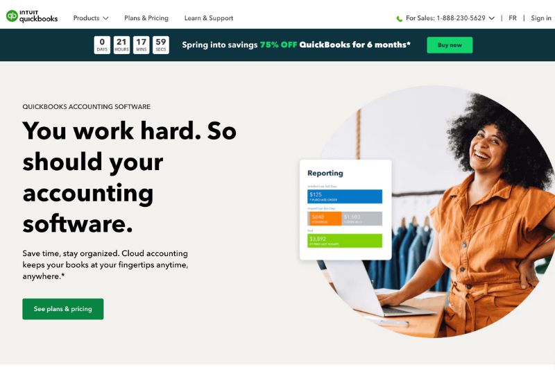 Screenshot for QuickBooks website