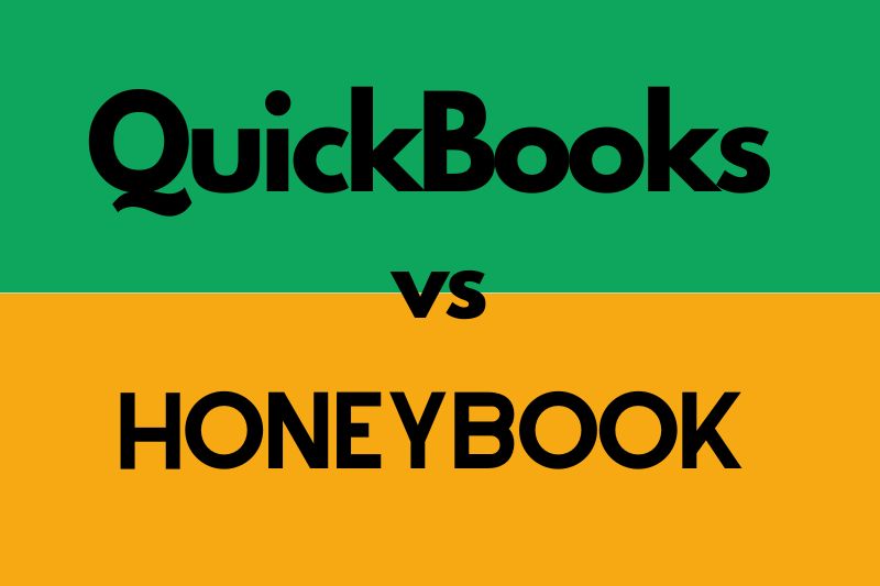 Image with text content "QuickBooks vs HONEYBOOK"