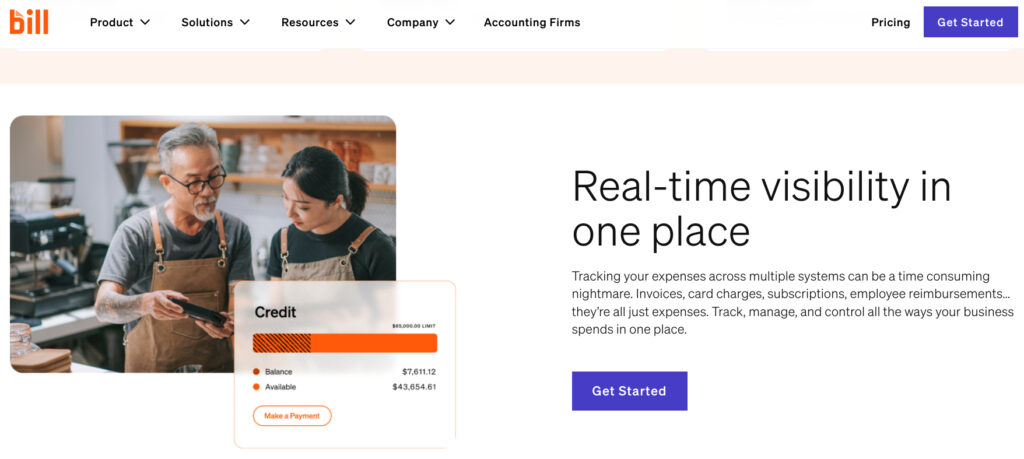 Screenshot for Bill.com website