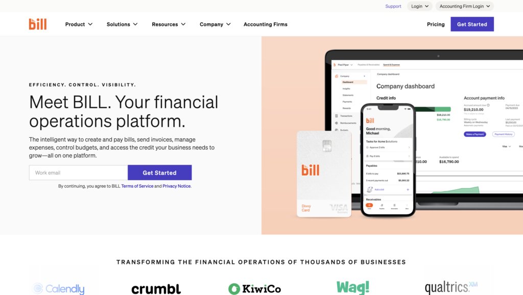 Screenshot for bill website
