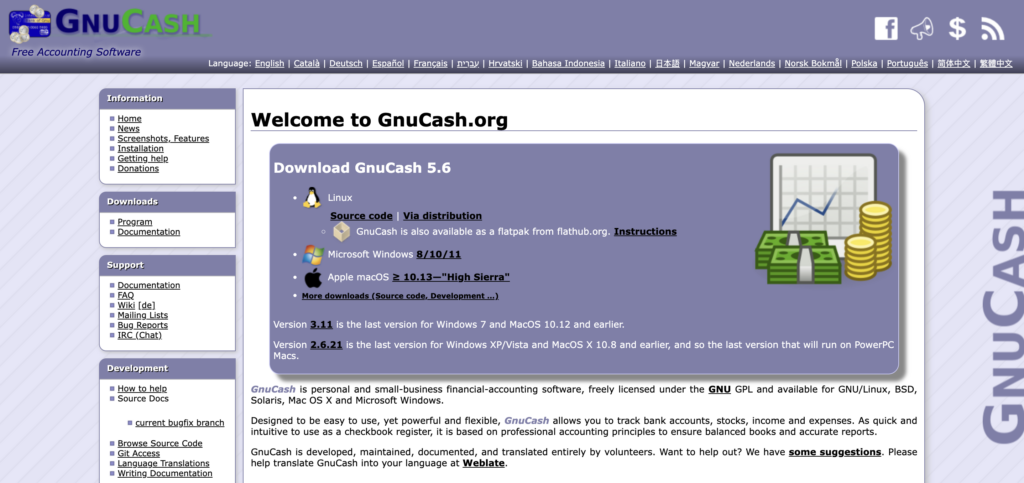 screenshot for gnucash website