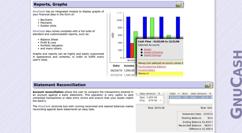 GnuCash’s business-feature bank reconciliation