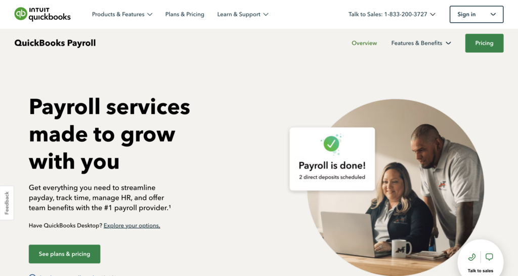 screenshot for quickbooks.intuit payroll feature