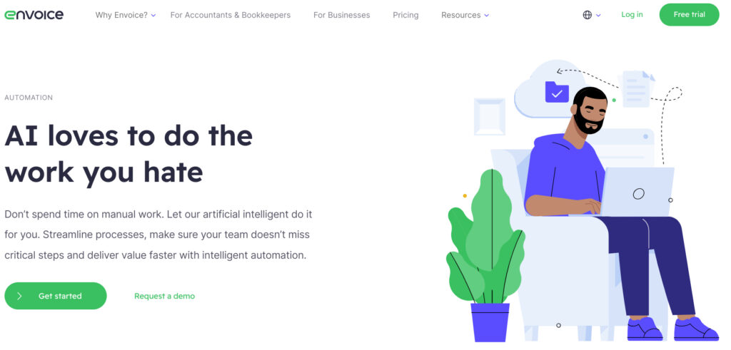 Screenshot for Envoice website automation page