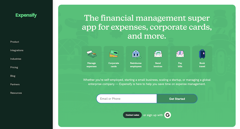 screenshot for expensify.com website