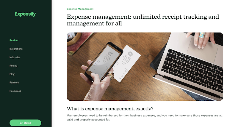 screenshot for expensify.com expense management page