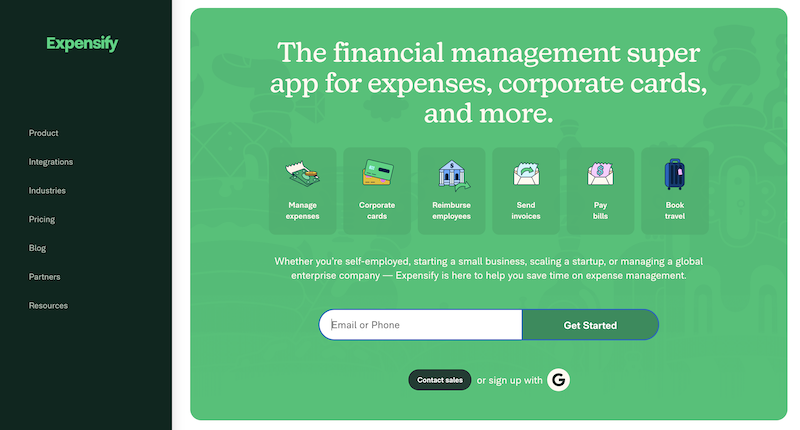 Screenshot for Expensify website
