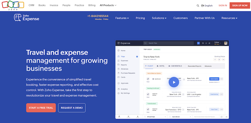 screenshot for Zoho Expense website
