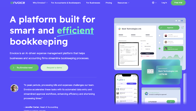screenshot for envoice website