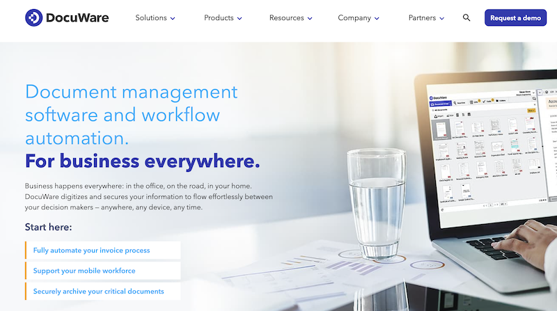 Screenshot for DocuWare website