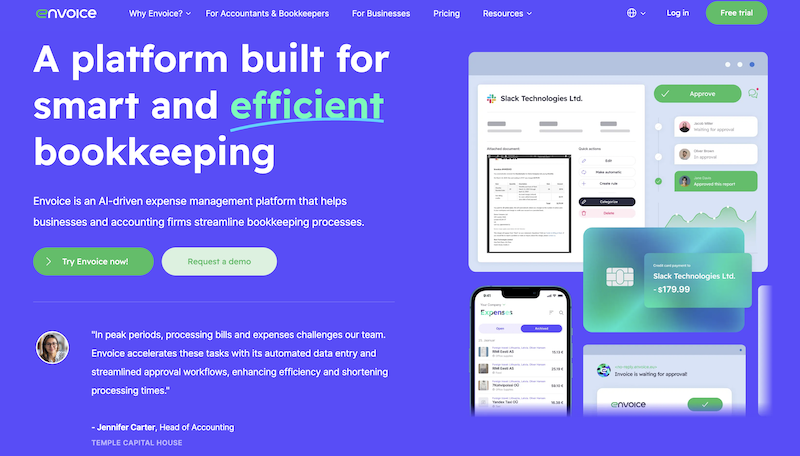 Screenshot for Envoice website