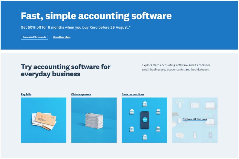 A promotional banner for Xero accounting software, showcasing Xero as a potential alternative to QuickBooks