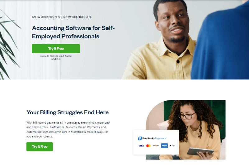 A promotional image for FreshBooks accounting software, presenting FreshBooks as a viable alternative to QuickBooks