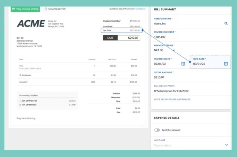 Invoice summary screen highlighting advanced solutions from accounts payable automation vendors in 2025